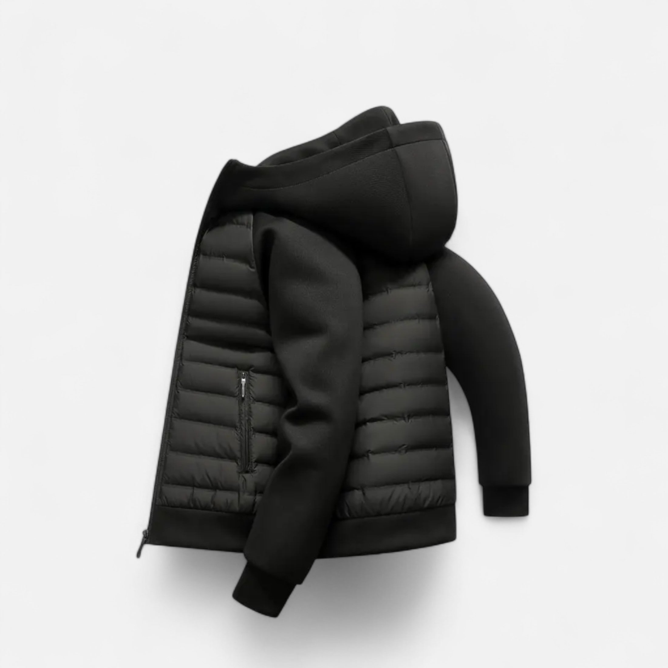 Men’s Hooded Down Jacket – Spliced Quilted Style