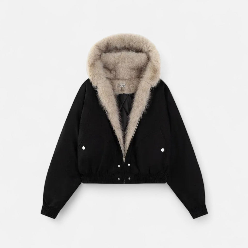 Women’s Winter Hooded Coat – Fur Collar Vintage Style