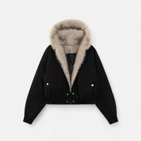 Women’s Winter Hooded Coat – Fur Collar Vintage Style