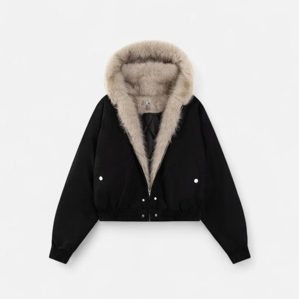 Women’s Winter Hooded Coat – Fur Collar Vintage Style