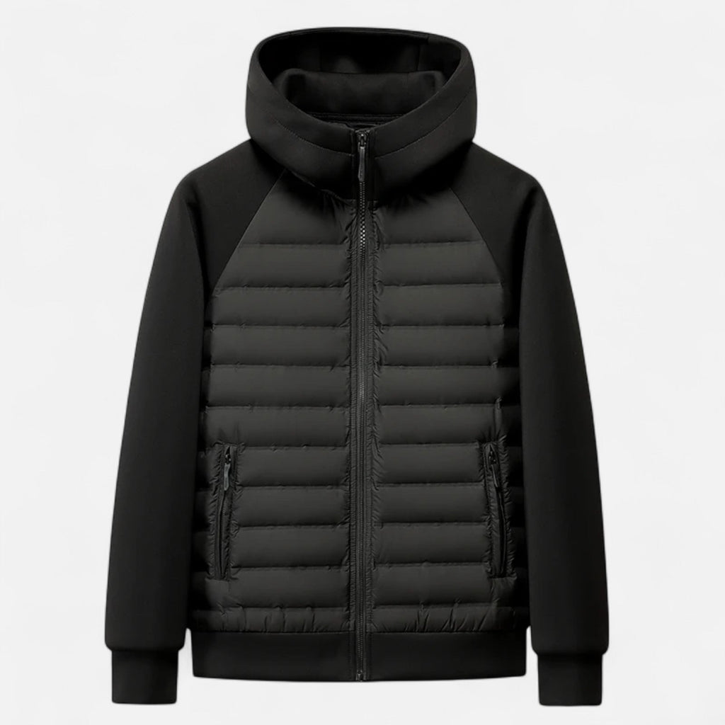 Men’s Hooded Down Jacket – Spliced Quilted Style