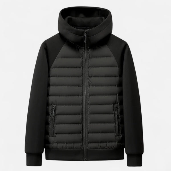 Men’s Hooded Down Jacket – Spliced Quilted Style