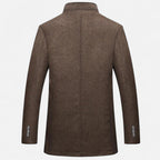 Men’s Long Wool Overcoat with Vest Panel