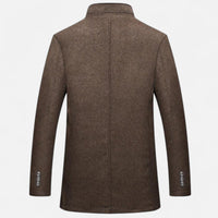 Men’s Long Wool Overcoat with Vest Panel