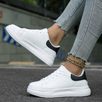 Women’s Clean White Leather Sneakers – Casual Minimalist Shoes