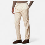 Men’s Tailored White Cotton-Blend Trousers