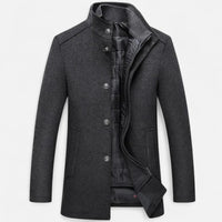 Men’s Long Wool Overcoat with Vest Panel