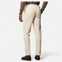 Men’s Tailored White Cotton-Blend Trousers