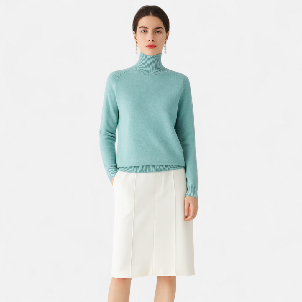 Women's Merino Wool & Cashmere Mock-Neck Sweater