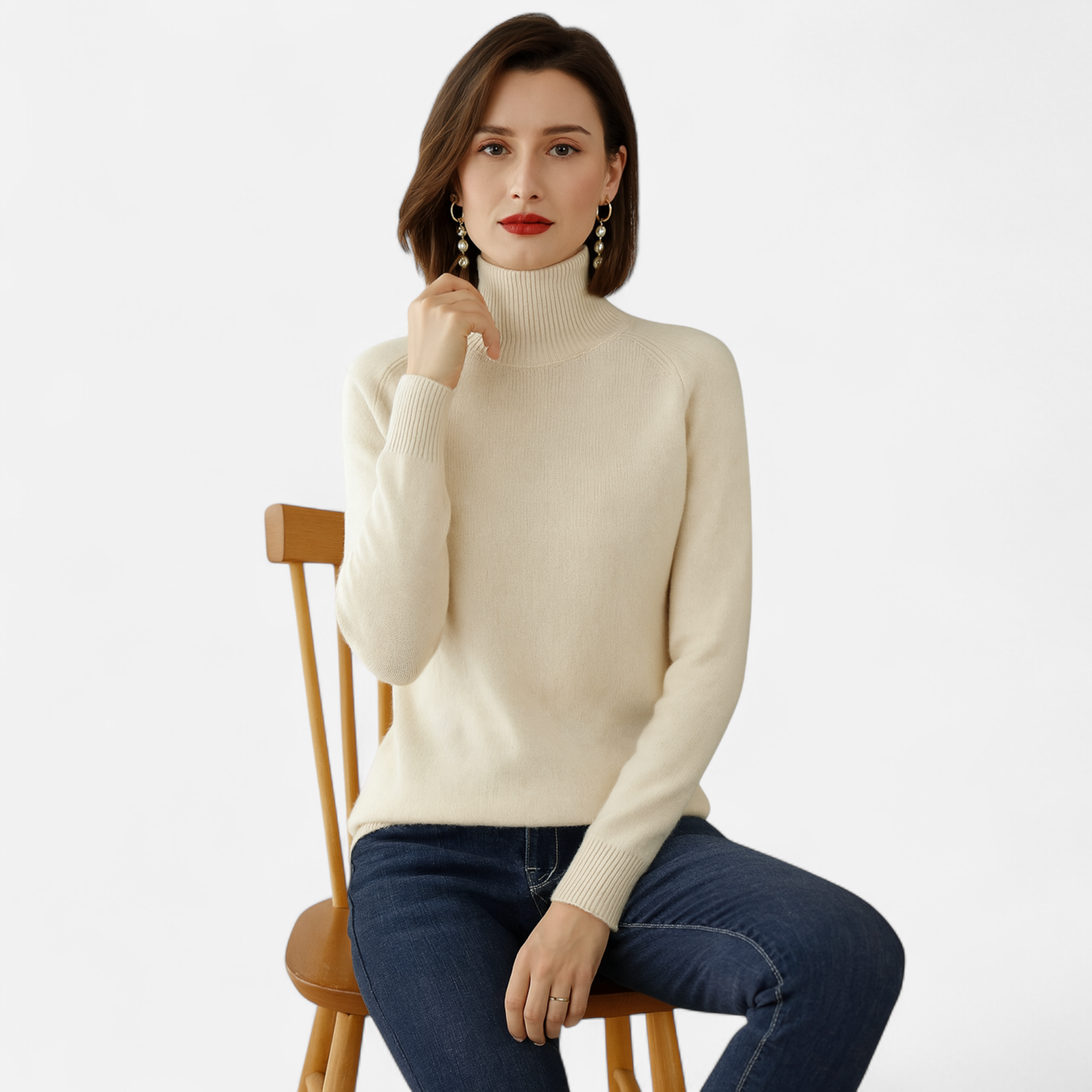Women's Merino Wool & Cashmere Mock-Neck Sweater