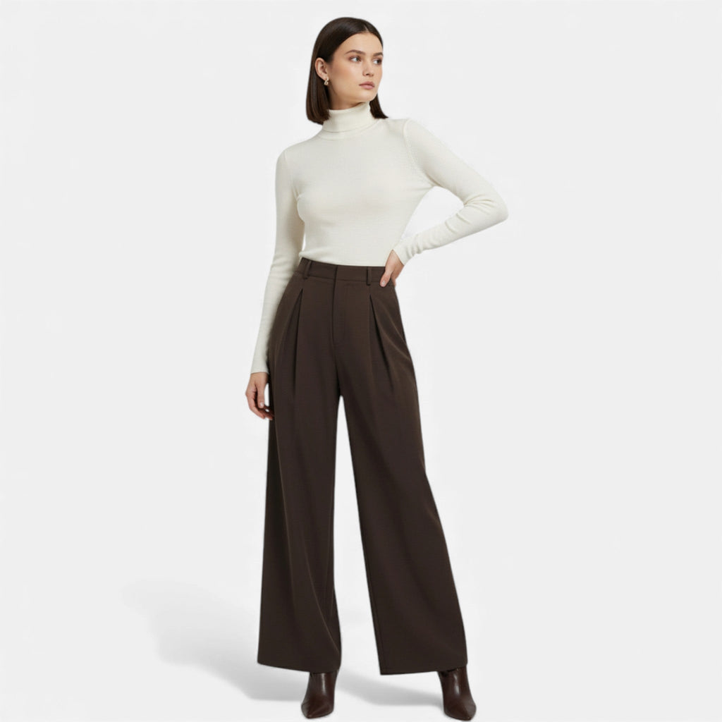 Women’s Jacquard Pleated Wide-Leg Trousers