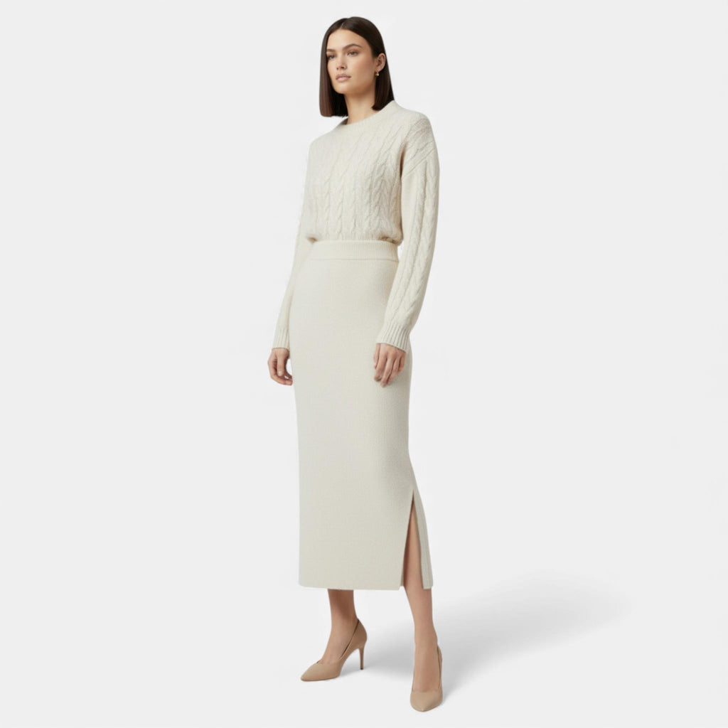 Women’s Wool A-Line Split Midi Skirt