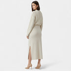 Women’s Wool A-Line Split Midi Skirt