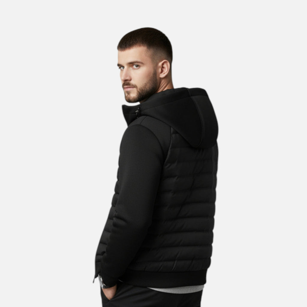 Men’s Hooded Down Jacket – Spliced Quilted Style