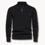 Men’s Half-Zip Knitted Jumper with Stand Collar and Slim Fit