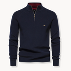 Men’s Half-Zip Knitted Jumper with Stand Collar and Slim Fit