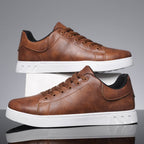 Men’s Low-Top Casual Sneakers with Lace-Up Front and White Sole