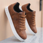 Men’s Low-Top Casual Sneakers with Lace-Up Front and White Sole