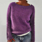 Women’s Loose Fit Neck Knit Jumper with Long Sleeves