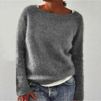 Women’s Loose Fit Neck Knit Jumper with Long Sleeves