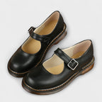 Women's Classic Mary Jane Shoes with Buckle Strap and Flat Sole
