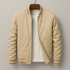 Men's Zip-Up Lightweight Bomber Jacket with Ribbed Trim