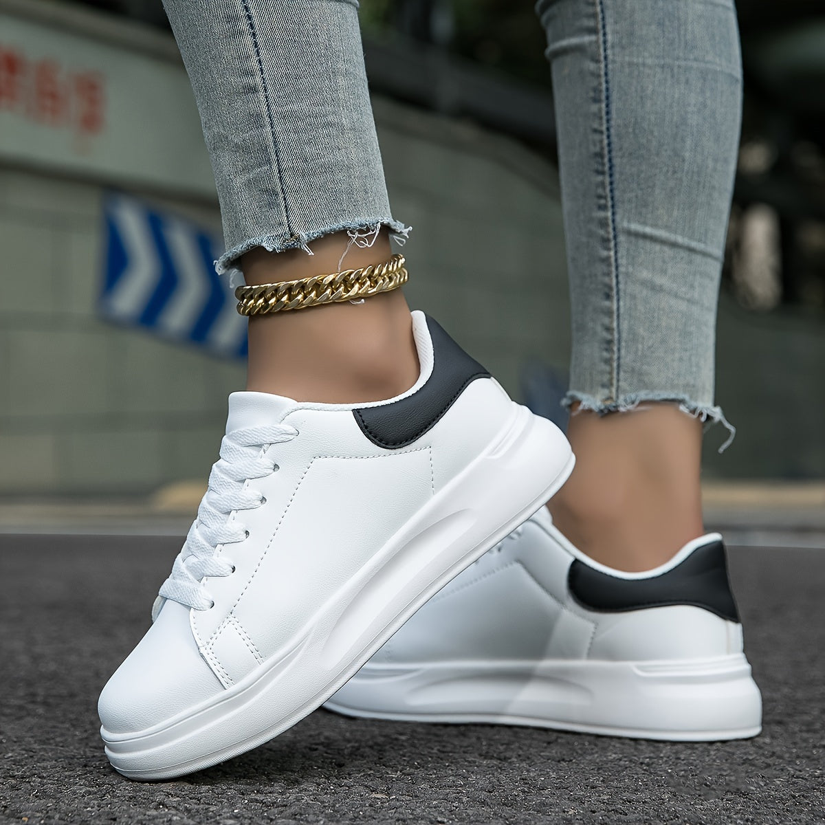Women’s Clean White Leather Sneakers – Casual Minimalist Shoes