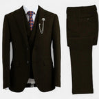 Men’s 3-Piece Tweed Herringbone Double-Breasted Suit