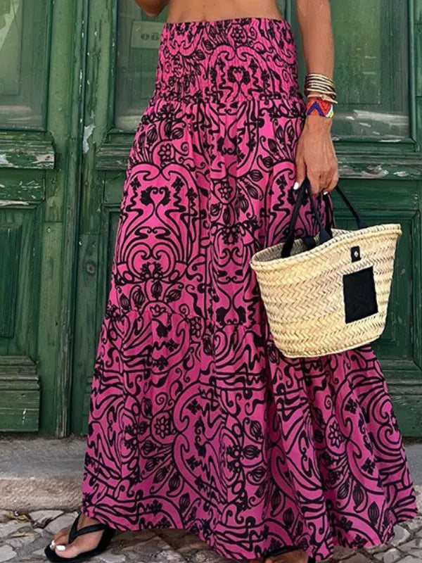 Women's Floral Print Boho Maxi Skirt