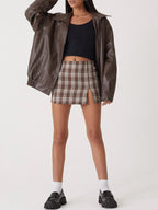 Women's Oversized Leather Bomber Jacket with Zipper Front