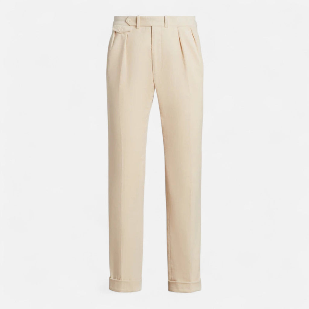 Men’s Tailored White Cotton-Blend Trousers