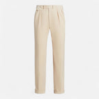 Men’s Tailored White Cotton-Blend Trousers