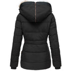 Women's Puffer Jacket with Hood and Slim Fit Design