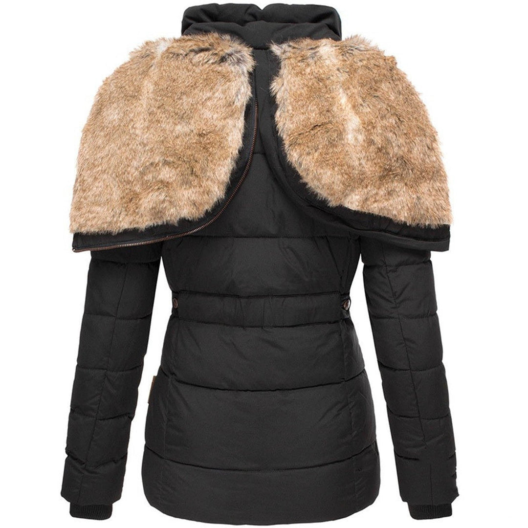 Women's Puffer Jacket with Hood and Slim Fit Design