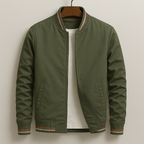 Men's Zip-Up Lightweight Bomber Jacket with Ribbed Trim