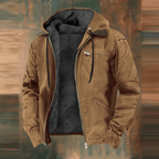 Men's Hooded Bomber Jacket with Lined Interior and Zip Pockets