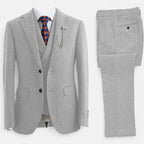 Men’s 3-Piece Tweed Herringbone Double-Breasted Suit