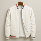Men's Zip-Up Lightweight Bomber Jacket with Ribbed Trim